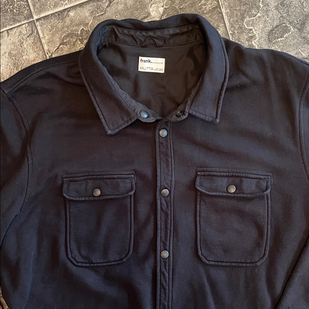 FRANK & OAK Men’s Shirt Jacket Snap Buttons 3/4 RoughEdge Sleeve Urban Cottage